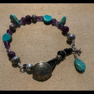 Amethyst, turquoise and silver Bracelet